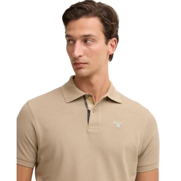 Barbour Tartan Pique Polo Shirt Washed Stone/Dress