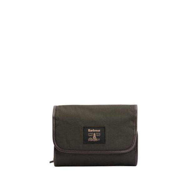 Barbour Wax Hanging Washbag Olive/Beacon