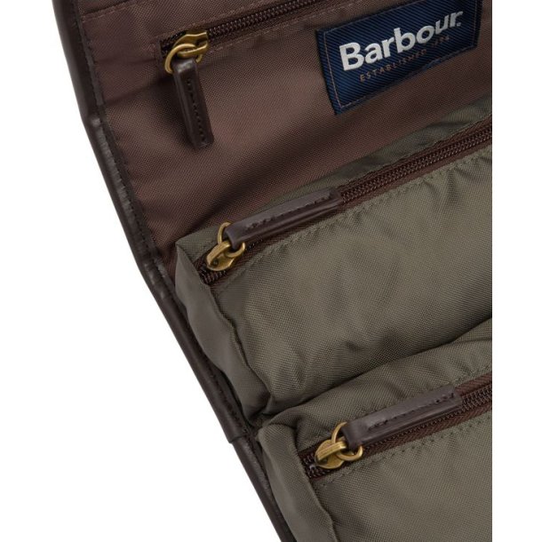 Barbour Wax Hanging Washbag Olive/Beacon