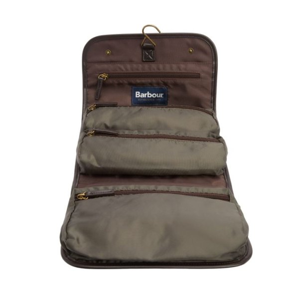 Barbour Wax Hanging Washbag Olive/Beacon