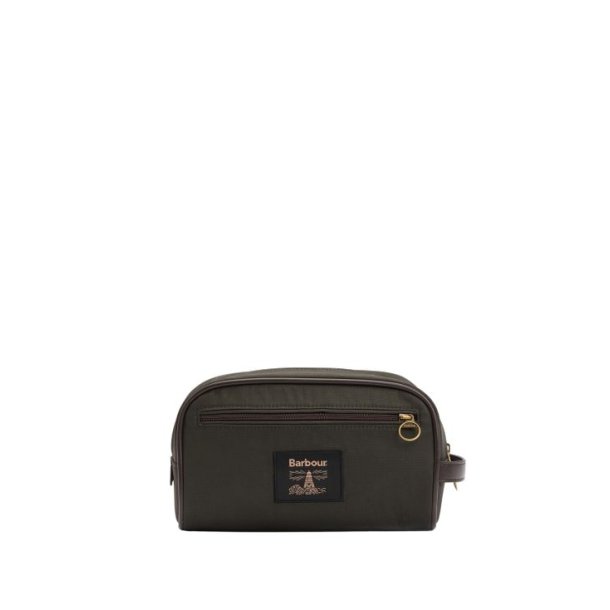 Barbour Wax Washbag Olive/Beacon