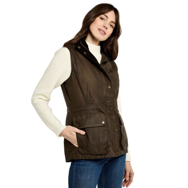 Dubarry Rathsallagh Lady Wax Cotton Gilet Cafe