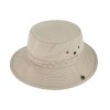 Fiebig Cloth hat cotton solid with snap and chin strap Beige