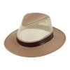 Fiebig Cloth hat Traveller mesh-crown with synthetic leather band Beige