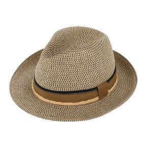 Fiebig Paper hat Fedora melange with threecolored grosgrain Beige