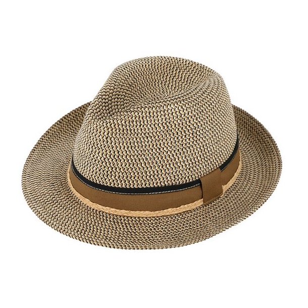 Fiebig Paper hat Fedora melange with threecolored grosgrain Beige