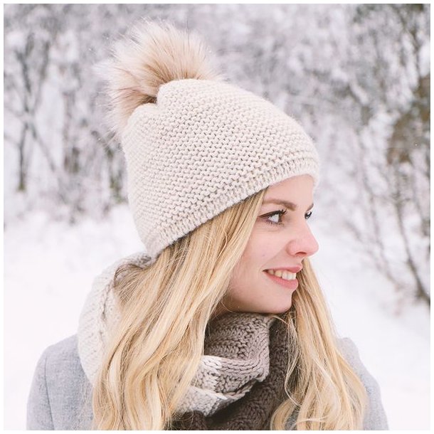 Fiebig Strikhue M/Pompom Beige