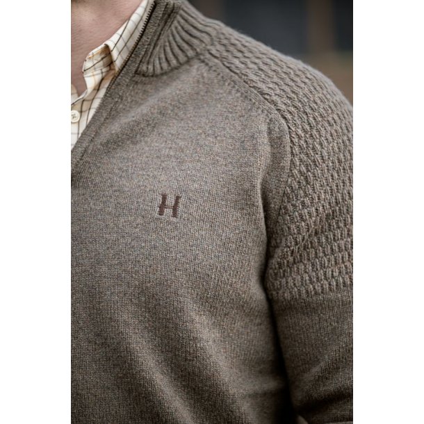 H�rkila Vincent Merino Pullover med Halv Lynl�s Dark Sand