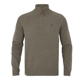 H�rkila Vincent Merino Pullover med Halv Lynl�s Dark Sand