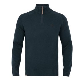 H�rkila Vincent Merino Pullover med Halv Lynl�s Dark Navy