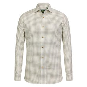 Laksen Nikolaj Cotton Wool Shirt Loden Green / Chocolate