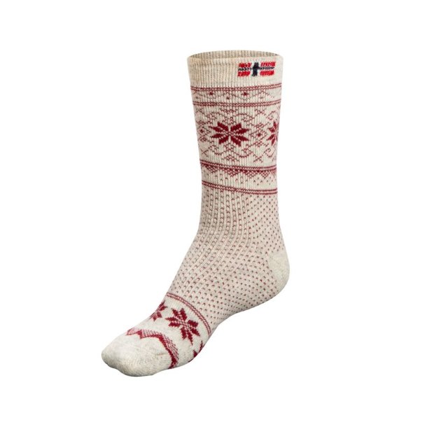 Nordhunt Norwegian Wool Sock  Wine/Offwhite