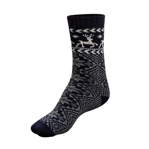 Nordhunt Reindeer Wool Sock  Black/Grey
