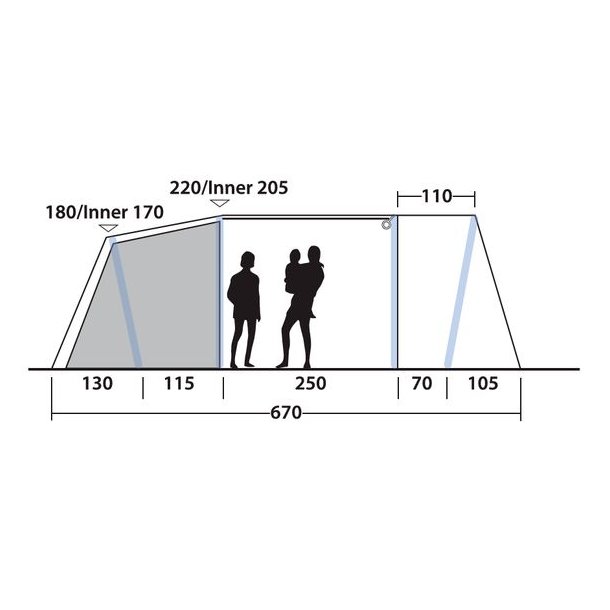 Outwell Sacramento 6 Air 6 Pers. Telt Blue