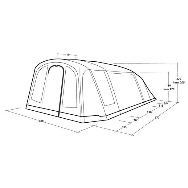 Outwell Sacramento 6 Air 6 Pers. Telt Blue