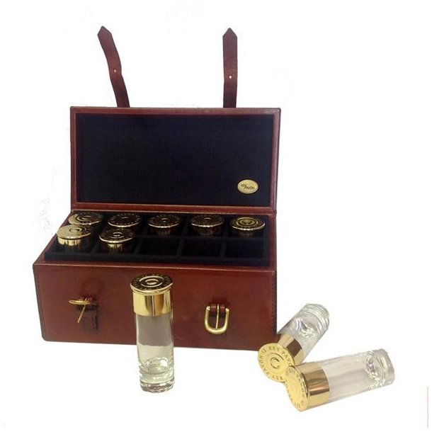 Rey Pavon Kuffert med 10stk Snapseglas