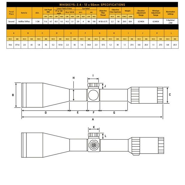 Sig Sauer Whiskey5 2,4-12x56 SFP Sort Hillfire TriPlex Sigtekikkert