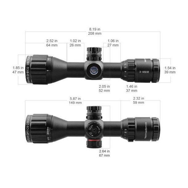 Vector Optics Cerato 3-9x32 Sigtekikkert SFP med parallaxe